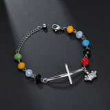 Bracelet croix chrétienne fond noir
