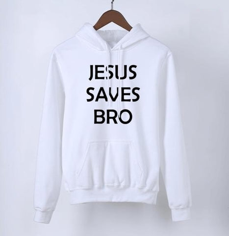 Sweat Jésus - Jésus Saves Bro blanc