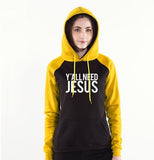 Sweat à Capuche Femme Jésus - Vous avez tous besoin de Jésus jaune