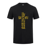 T-shirt Jésus -Le seigneur se battra pour vous noir jaune