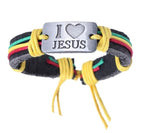 Bracelet Religieux en Cuir vert jaune rouge