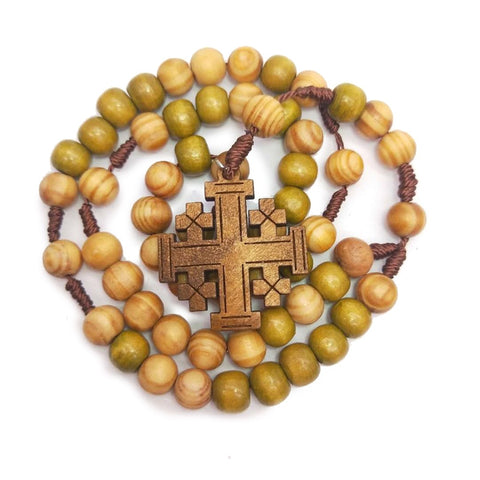 Chapelet Catholique de Jérusalem Perles de Bois détails