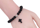 bracelet croix pierre de lave modèle noir