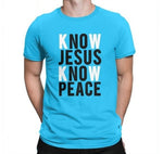 T-shirt Jésus - No Jésus No Peace bleu