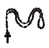 Chapelet Catholique Noir avec Perles de Bois Dur