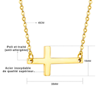 Pendentif Croix Femme Horizontal or dimensions