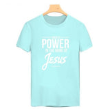 T-shirt Jésus - Le Pouvoir du Nom de Jésus bleu ciel