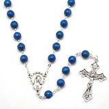 Chapelet Catholique Perles Bleu Pourpre détails du médaillon