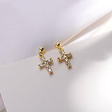 Boucles d'oreilles Croix Femme Acier et Strass