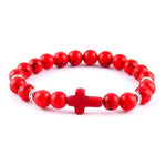 Bracelet Religieux Perles Naturelles rouge argent