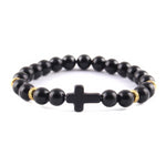 Bracelet Religieux Perles Naturelles noir brillant or