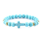 Bracelet Religieux Perles Naturelles bleu ciel/or