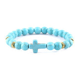 Bracelet Religieux Perles Naturelles bleu ciel/or