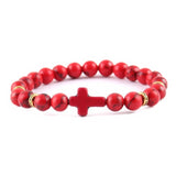 Bracelet Religieux Perles Naturelles rouge or
