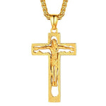 Pendentif Croix Homme Acier Crucifix or