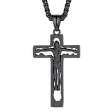 Pendentif Croix Homme Acier Crucifix noir
