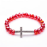 Bracelet Croix Femme et ses Perles Fantaisie rouge