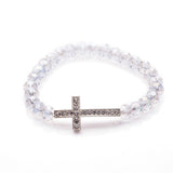 Bracelet Croix Femme et ses Perles Fantaisie blanc