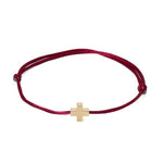 Bracelet tressé croix Chrétienne rouge foncé