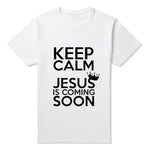 T-shirt Jésus - Gardez Votre Calme, Jésus Arrive Bientôt blanc