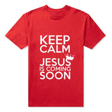 T-shirt Jésus - Gardez Votre Calme, Jésus Arrive Bientôt rouge