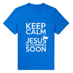 T-shirt Jésus - Gardez Votre Calme, Jésus Arrive Bientôt bleu