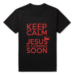 T-shirt Jésus - Gardez Votre Calme, Jésus Arrive Bientôt noir et rouge
