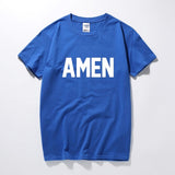 T-shirt Jésus "Amen" bleu