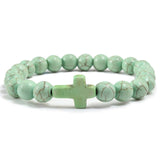 Bracelet Religieux Catholique Elastique en Perles Naturelles vert pomme