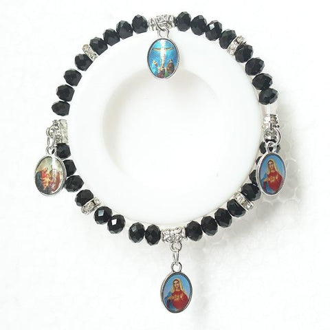 Bracelet Vierge Marie Cristal noir