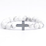 Bracelet Croix et Perles Nacrées blanc