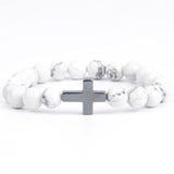 Bracelet Croix et Perles Nacrées blanc