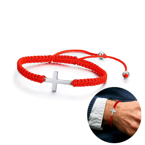 Bracelet en Corde Tressée Rouge à cordon Réglable