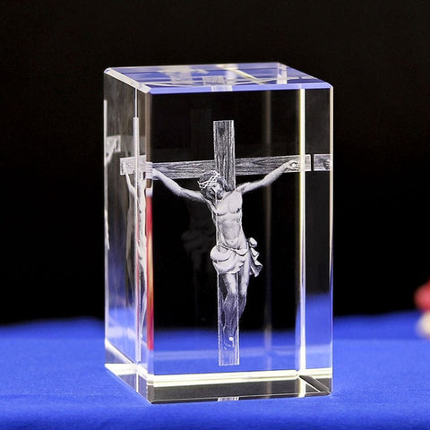 Statue 3D en Cristal Figures de la Sainte Bible jésus crucifié