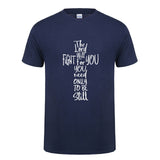 T-shirt Jésus -Le seigneur se battra pour vous bleu foncé