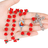 Chapelet Catholique médaille de la Vierge Marie et ses perles de roses détails