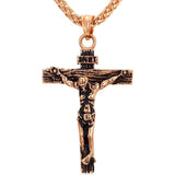 Pendentif Croix Homme Jésus INRI or antique