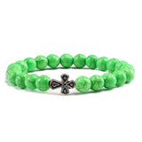 Bracelet Croix Orhodoxe - Perles Naturelles de Couleur vert