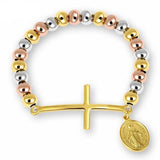 Bracelet Vierge Marie et Croix Chrétienne rose
