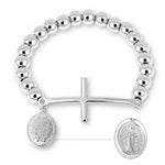 Bracelet Vierge Marie et Croix Chrétienne argent détail du médaillon