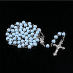 Chapelet Catholique en Acier avec Perles de couleur bleu