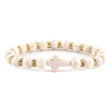 Bracelet Chrétien Perles en Amazonite blanche