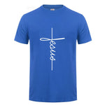 T-shirt Jésus vertical bleu