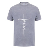 T-shirt Jésus vertical gris