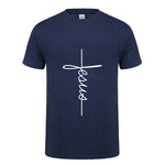 T-shirt Jésus vertical bleu navy