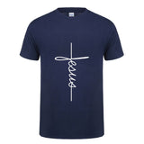 T-shirt Jésus vertical bleu navy
