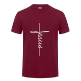 T-shirt Jésus vertical burgundy