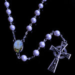 Chapelet Catholique Médaillon Sainte Vierge et Perles Blanches en Acrylique