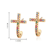 Boucles d'oreilles Croix Femme Multicolores dimensions