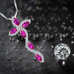 Pendentif Croix Femme Argent Zircon Rose détails